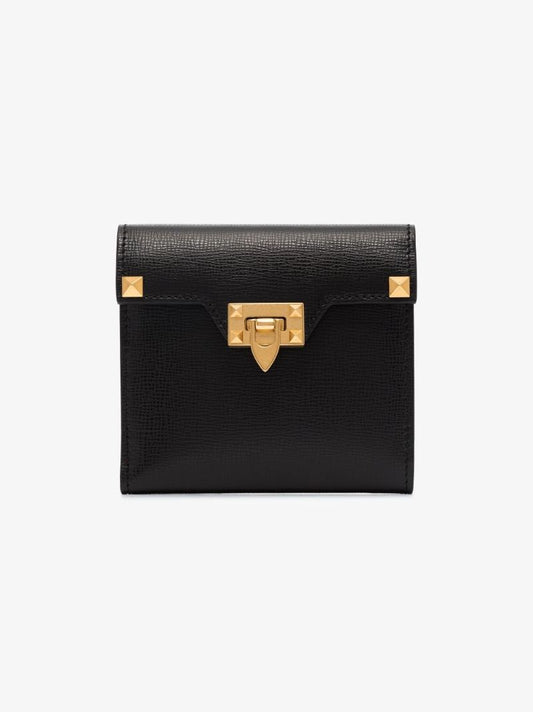 Black Rockstud Alcove Leather Wallet