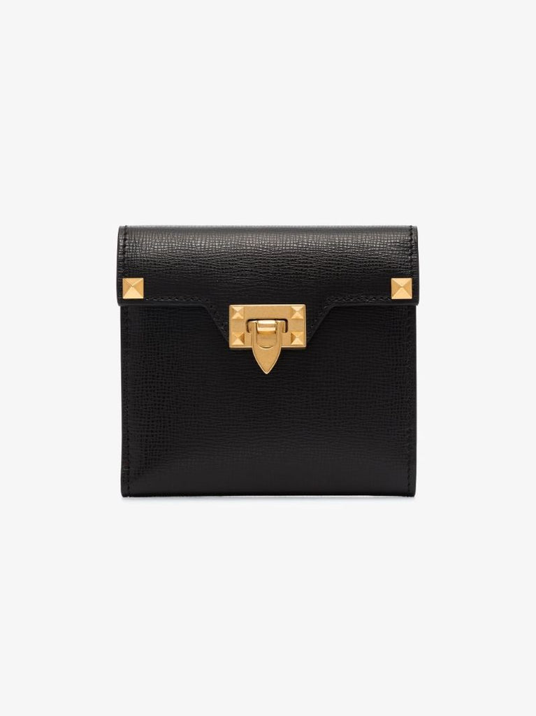 Black Rockstud Alcove Leather Wallet