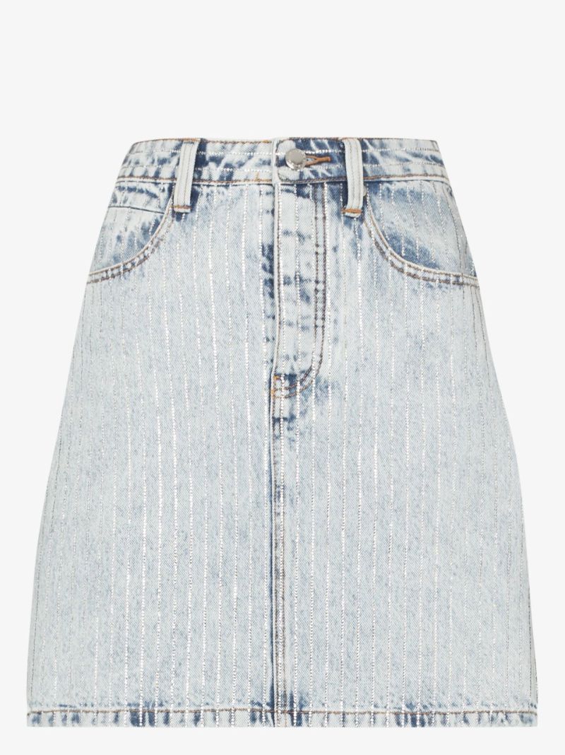 Crystal Pinstripe Denim Mini Skirt
