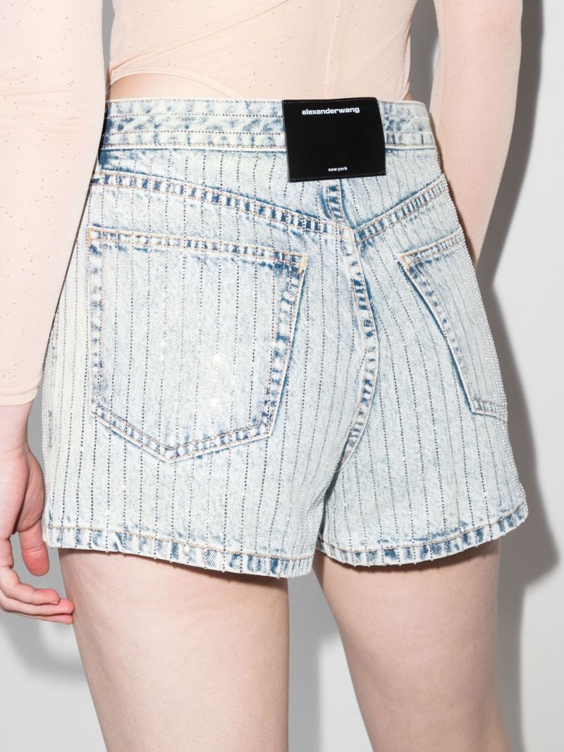 Crystal Pinstripe Denim Shorts