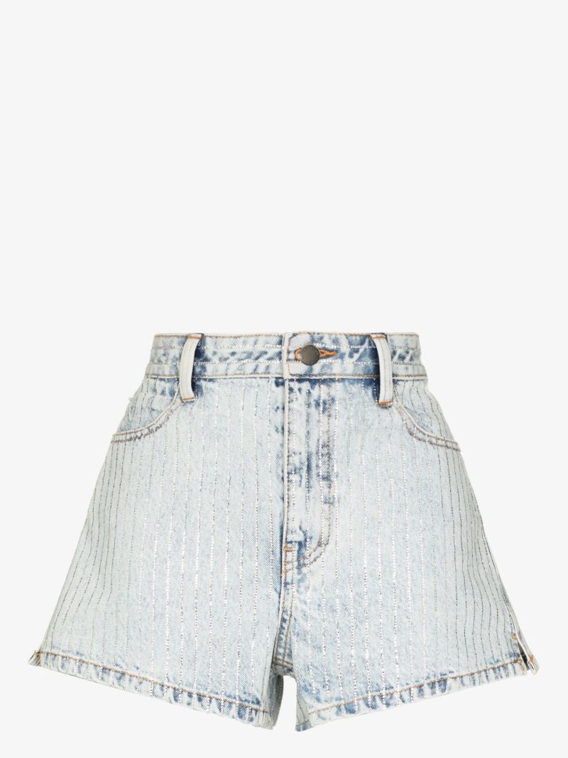 Crystal Pinstripe Denim Shorts