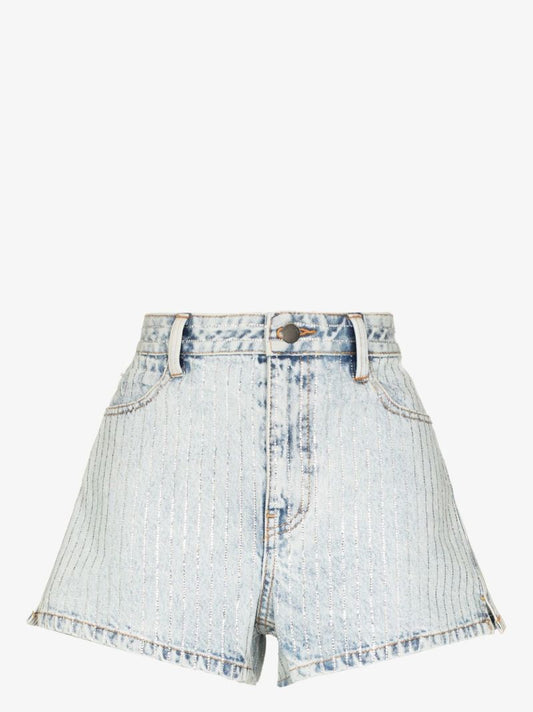 Crystal Pinstripe Denim Shorts