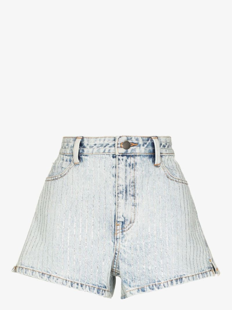 Crystal Pinstripe Denim Shorts