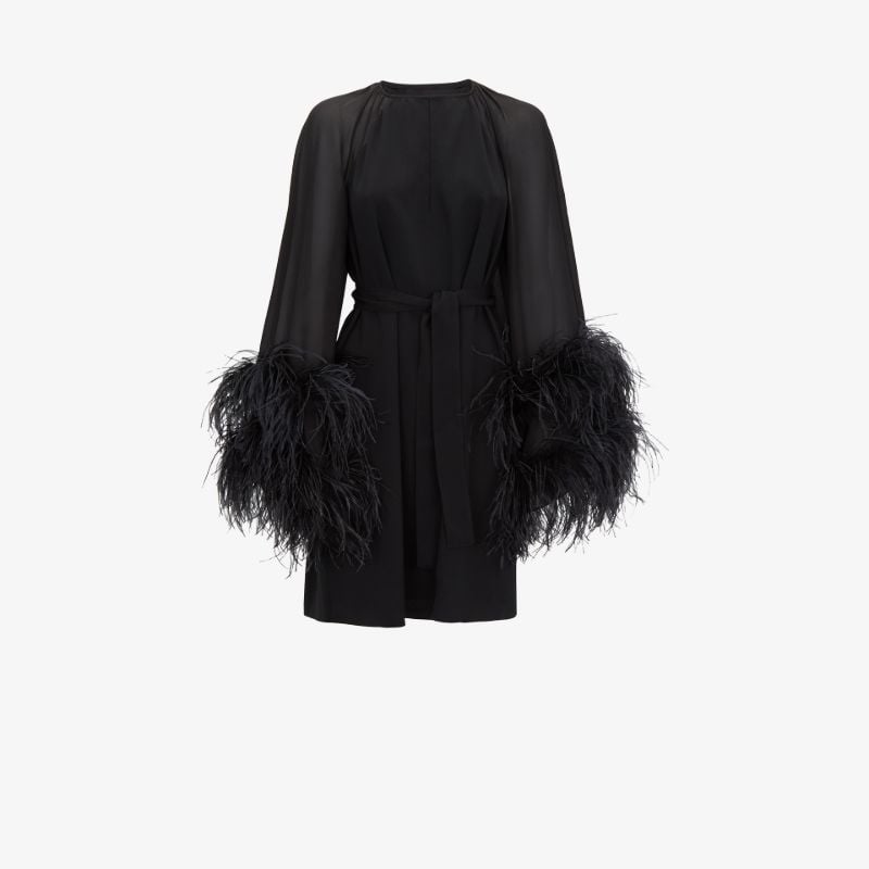 Daphne Feather Trim Mini Dress