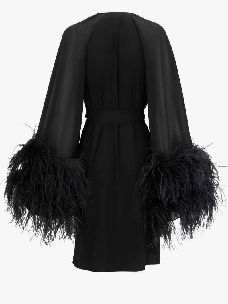 Daphne Feather Trim Mini Dress