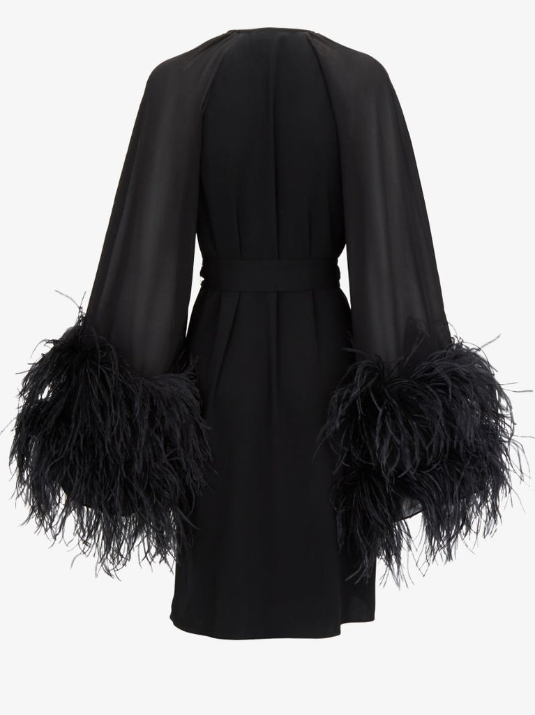 Daphne Feather Trim Mini Dress