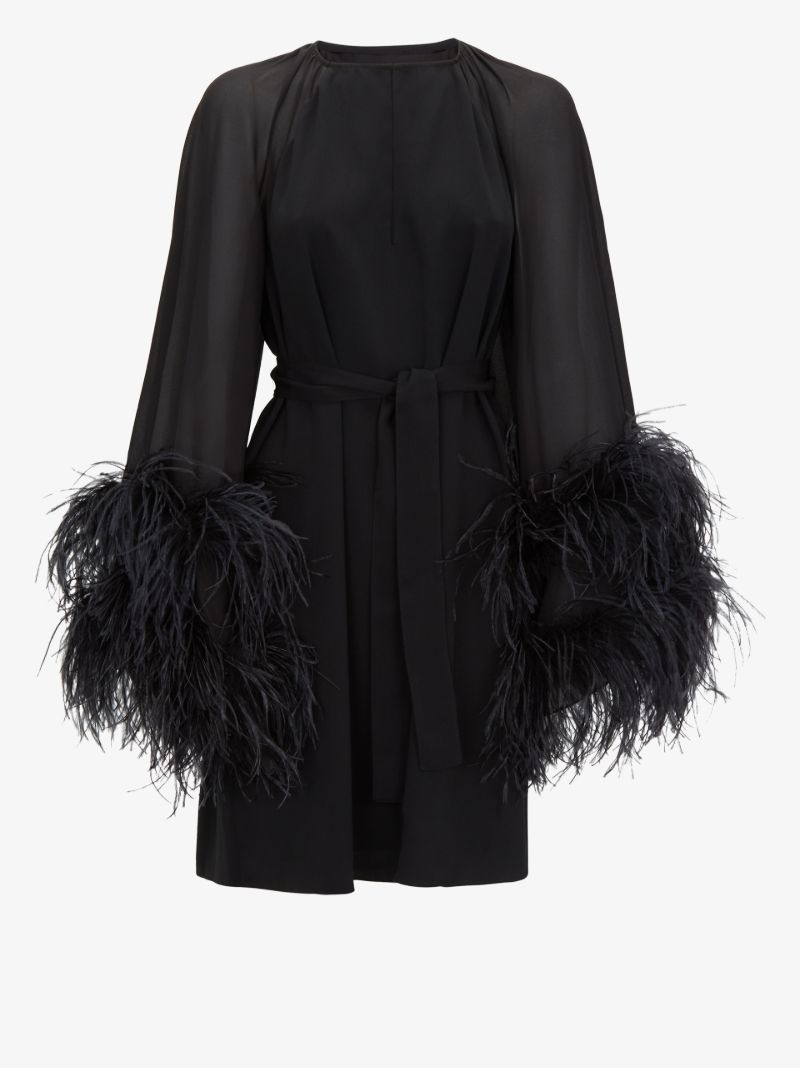 Daphne Feather Trim Mini Dress