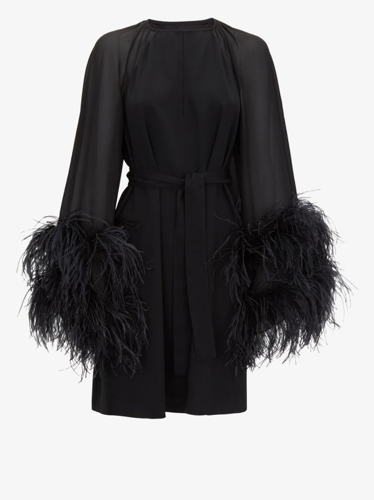 Daphne Feather Trim Mini Dress