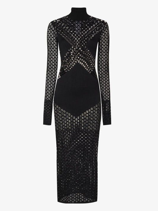 Pointelle Knit Tube Midi Dress