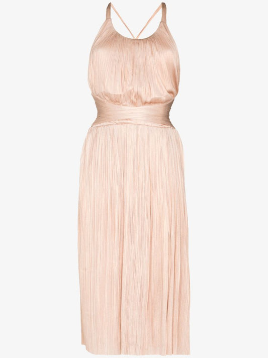 Hera Pleated Silk Midi Dress