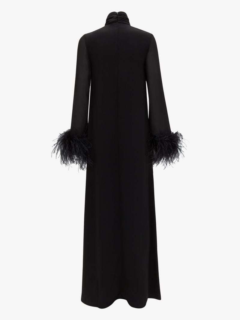 High Neck Feather Trim Gown