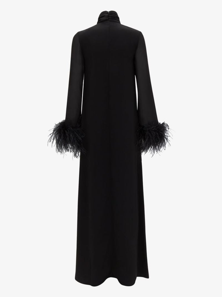 High Neck Feather Trim Gown