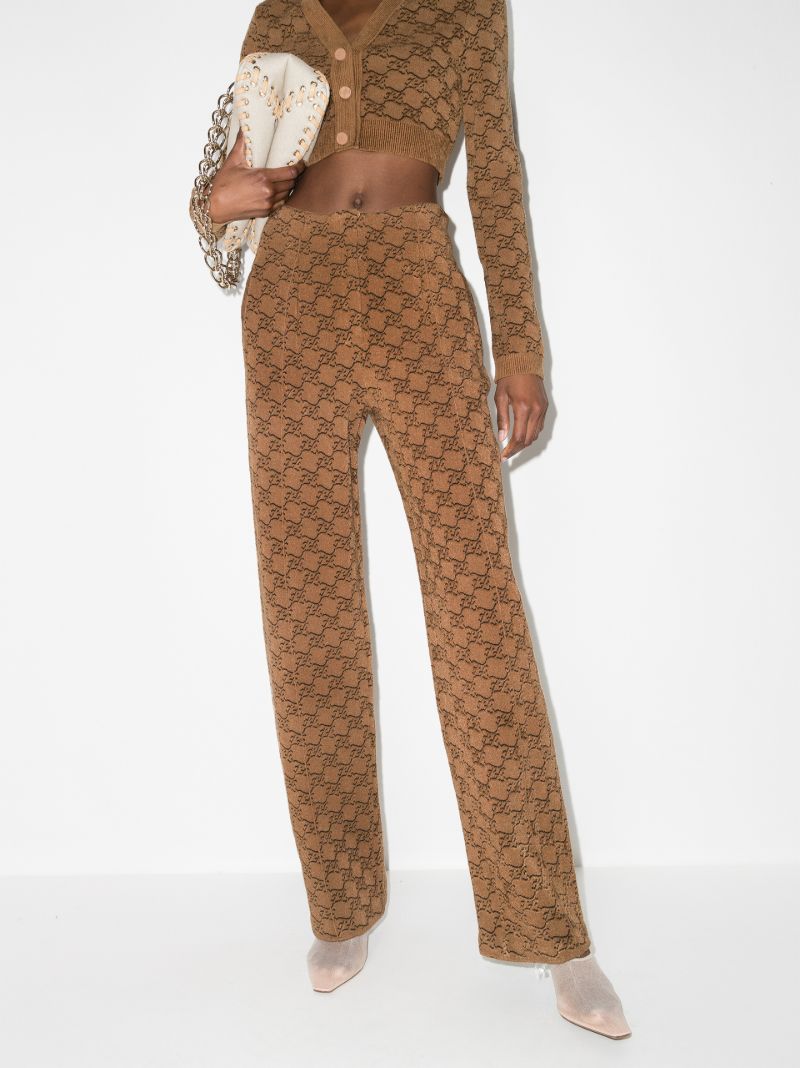 Ff Karligraphy Wide Leg Velvet Trousers