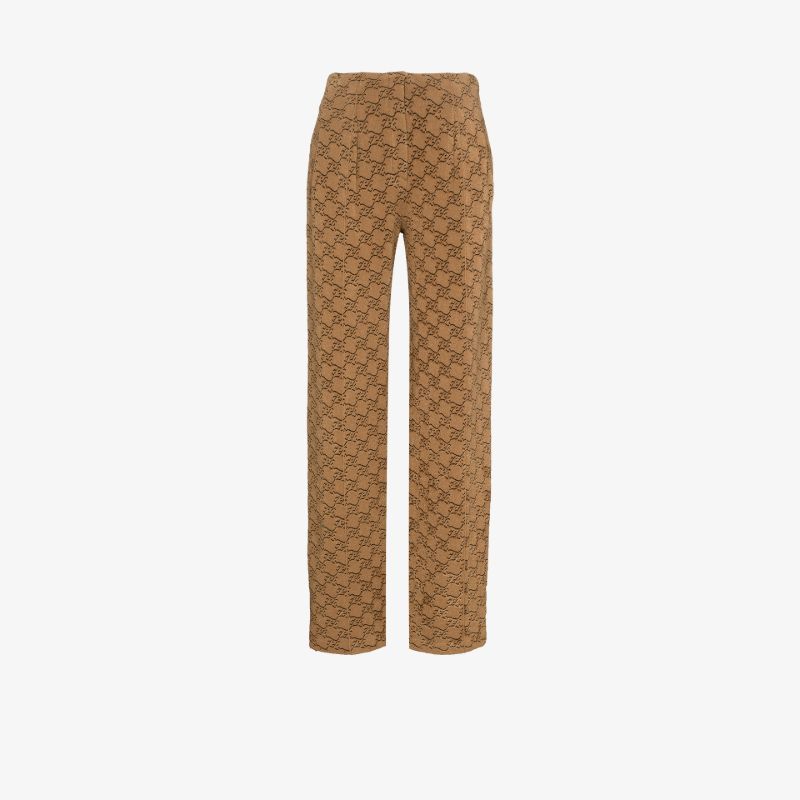 Ff Karligraphy Wide Leg Velvet Trousers