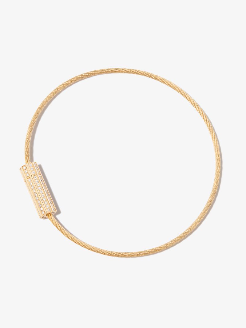 18k Yellow Gold Le 9g Polished Diamond Cable Bracelet