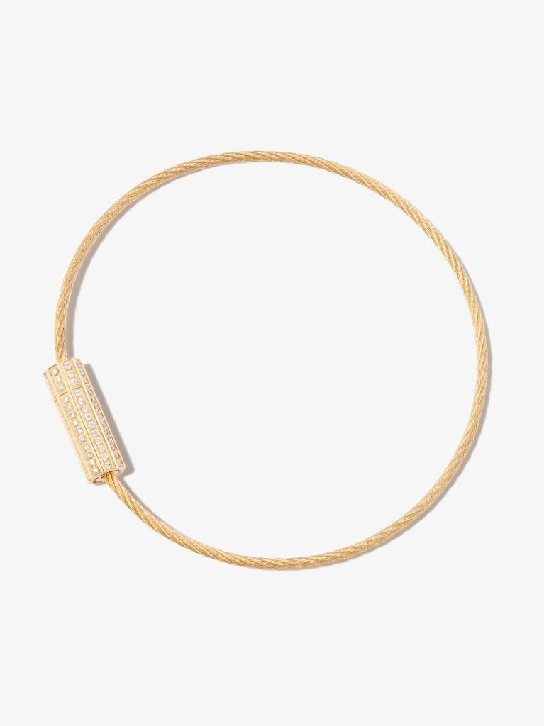 18k Yellow Gold Le 9g Polished Diamond Cable Bracelet