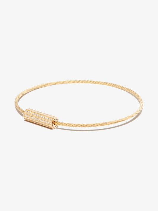 18k Yellow Gold Le 9g Polished Diamond Cable Bracelet