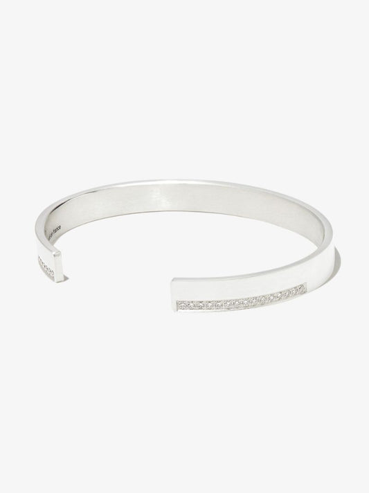 Sterling Silver Le 20g Polished Ribbon Diamond Bracelet