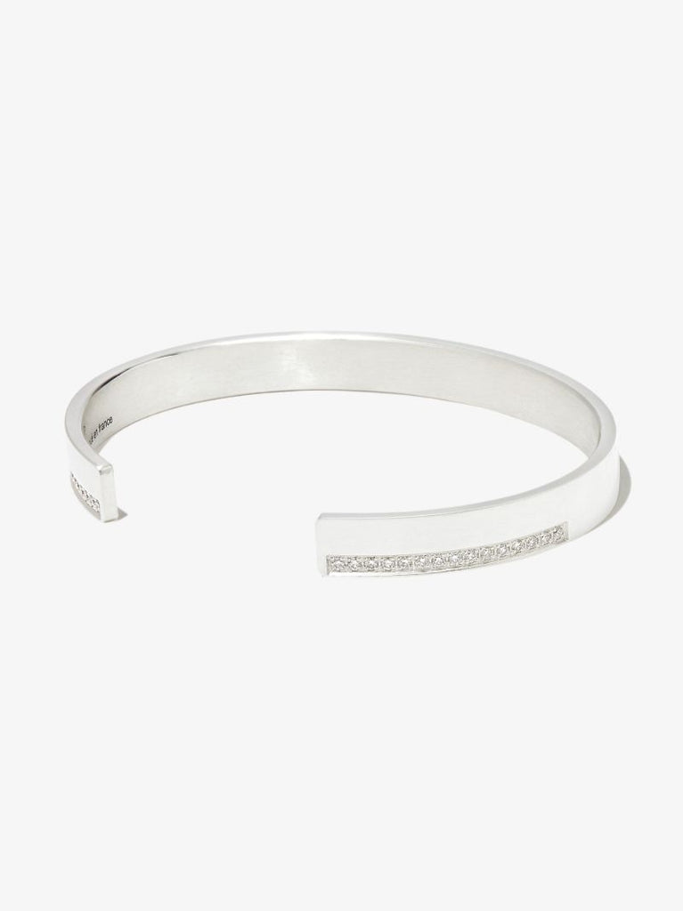 Sterling Silver Le 20g Polished Ribbon Diamond Bracelet