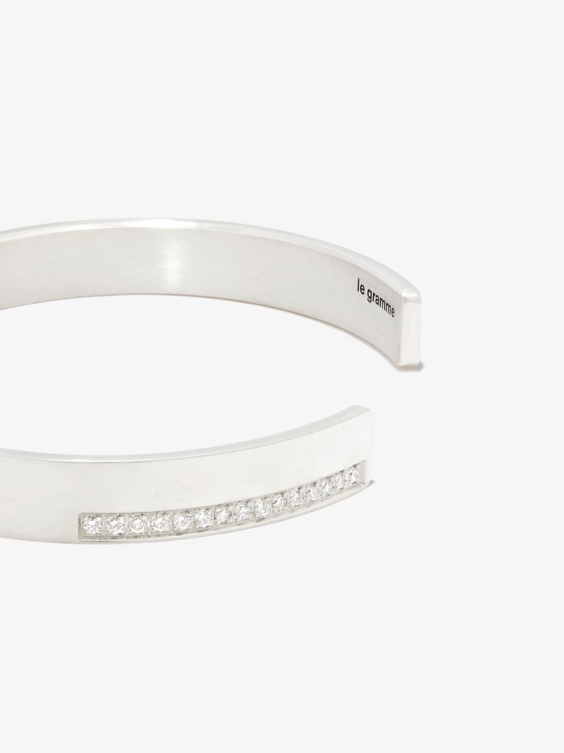 Sterling Silver Le 20g Polished Ribbon Diamond Bracelet