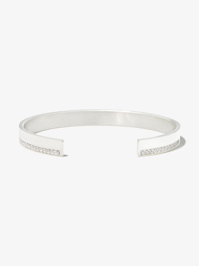 Sterling Silver Le 20g Polished Ribbon Diamond Bracelet