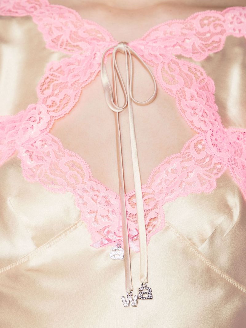 Lace Trim Silk Shrug