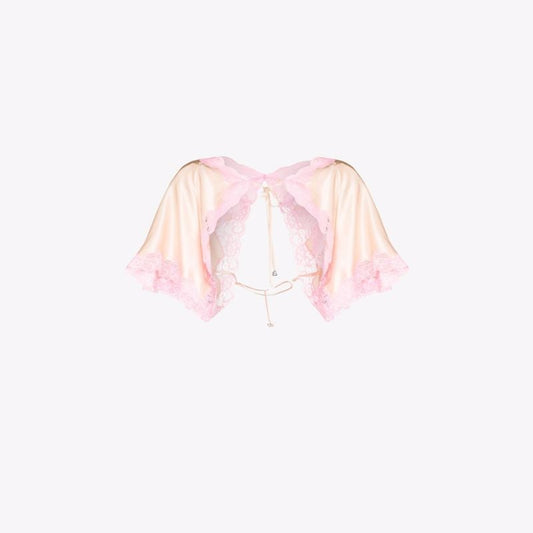 Lace Trim Silk Shrug