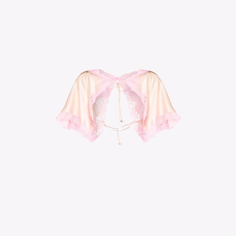 Lace Trim Silk Shrug