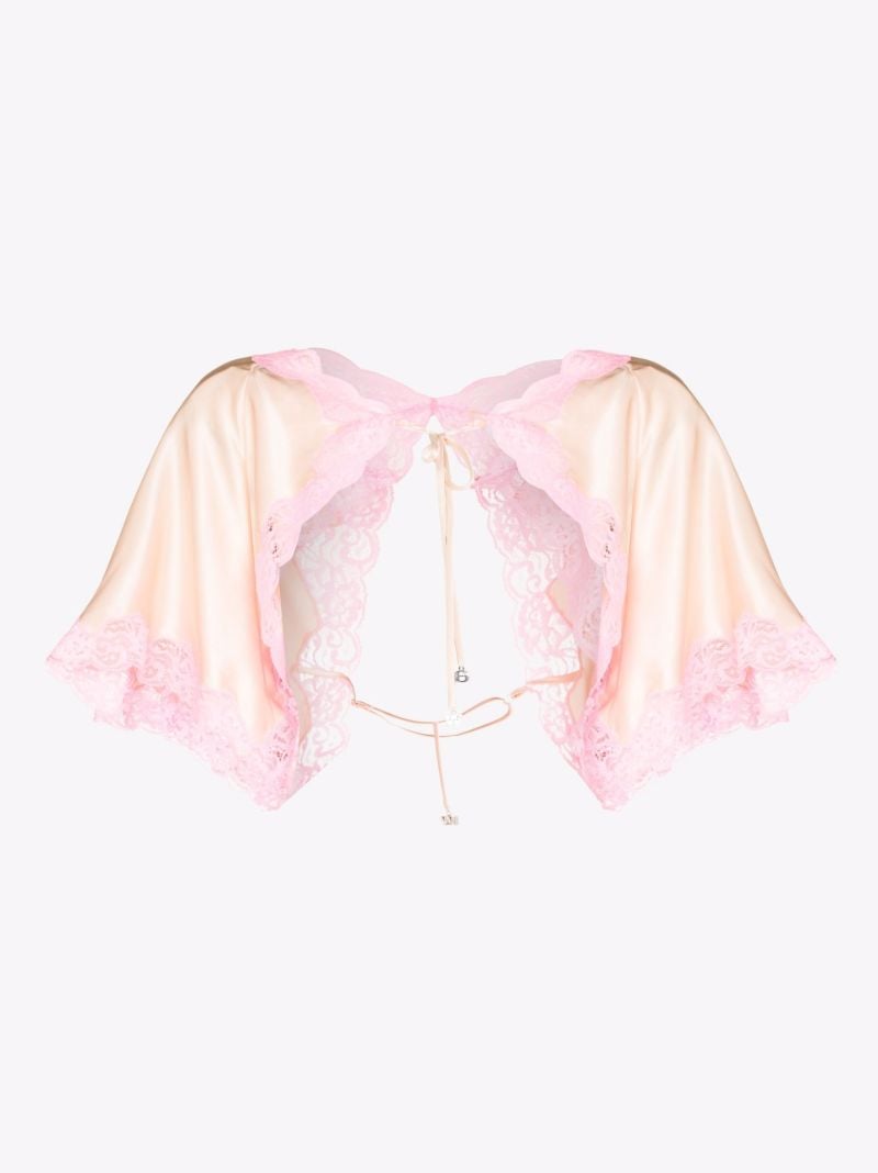 Lace Trim Silk Shrug