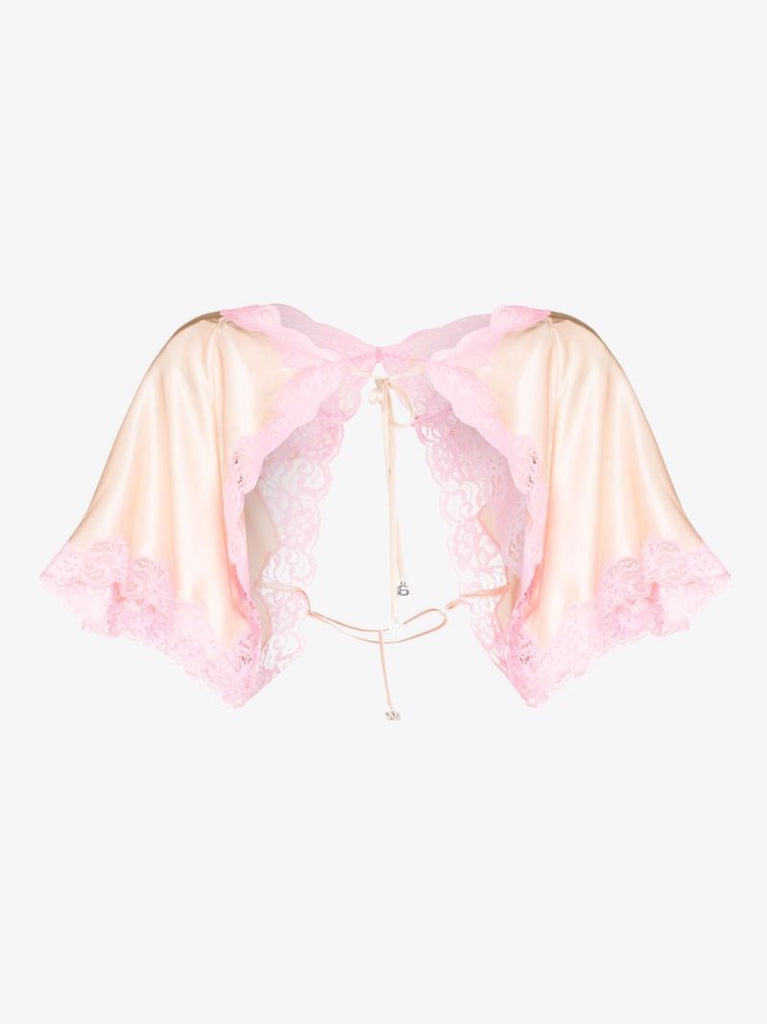 Lace Trim Silk Shrug
