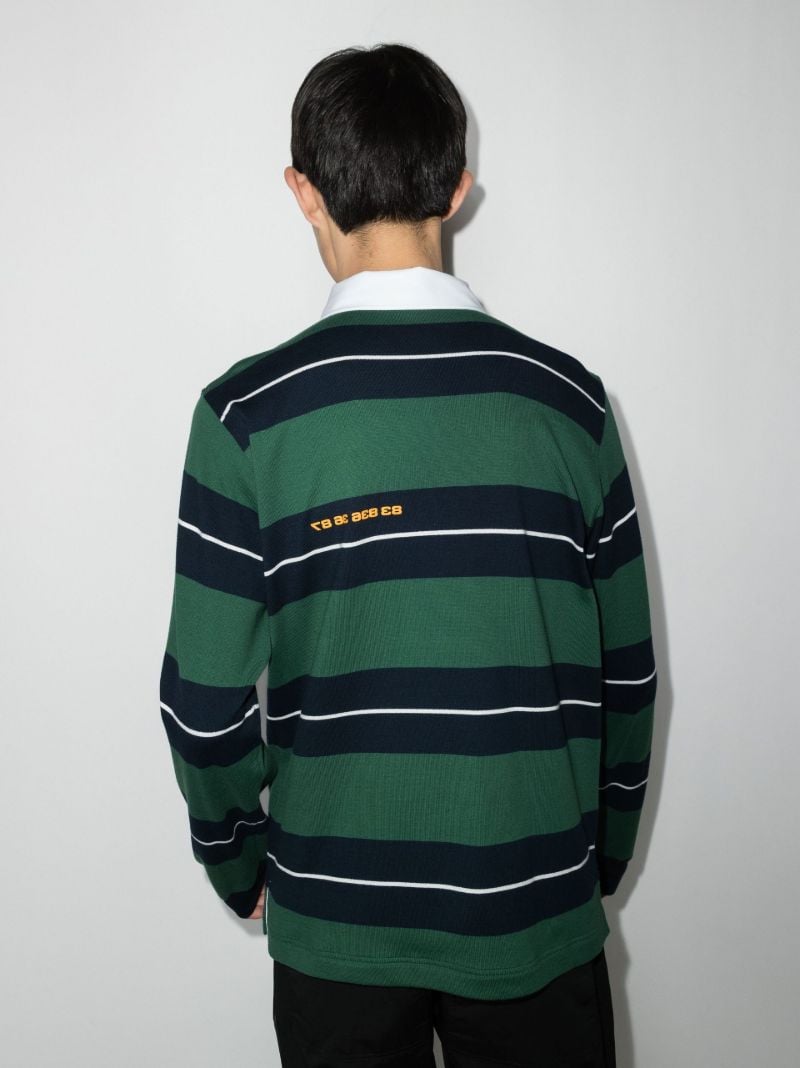 Barcode Print Striped Polo Shirt