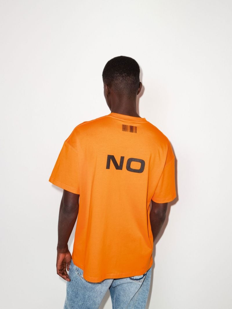 Yes No Barcode Print Cotton T-shirt