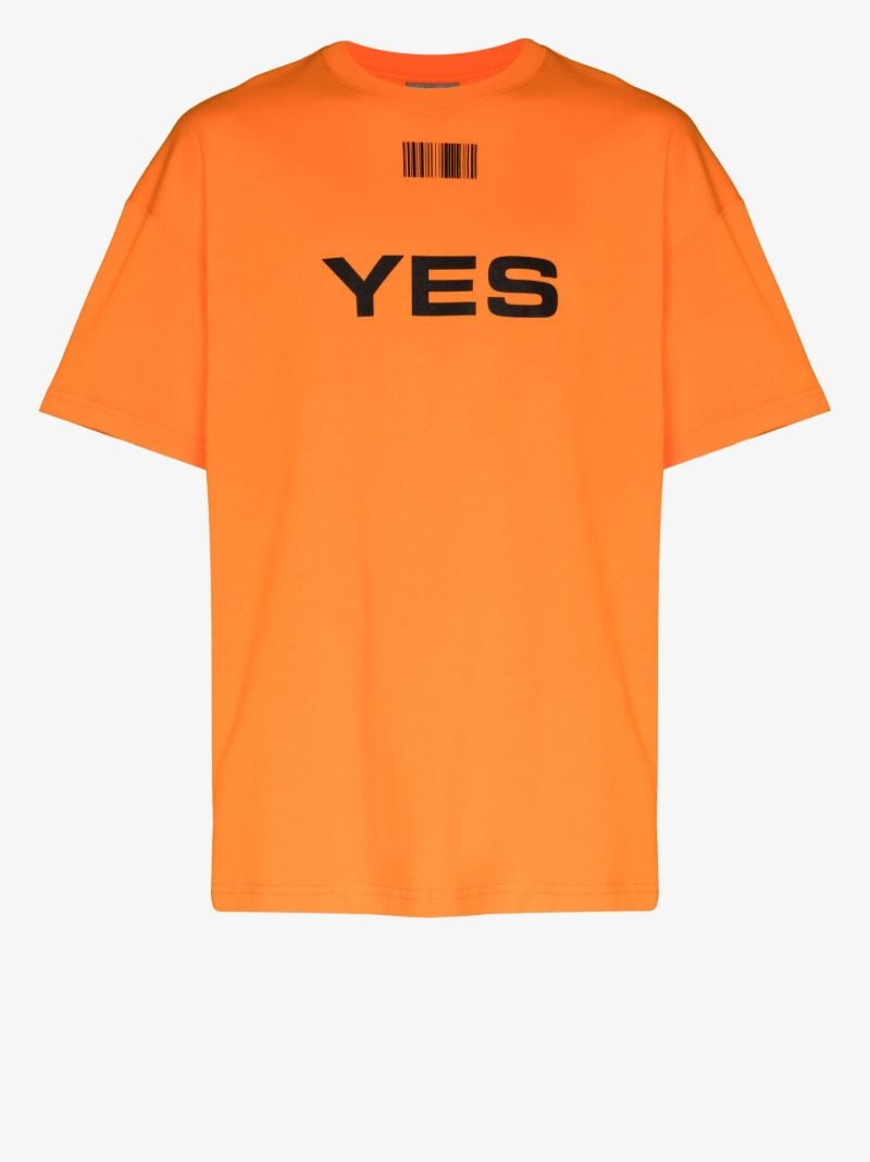 Yes No Barcode Print Cotton T-shirt