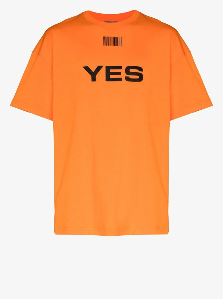 Yes No Barcode Print Cotton T-shirt