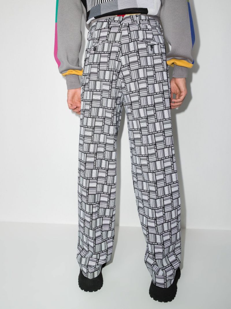 Barcode Printed Virgin Wool Trousers
