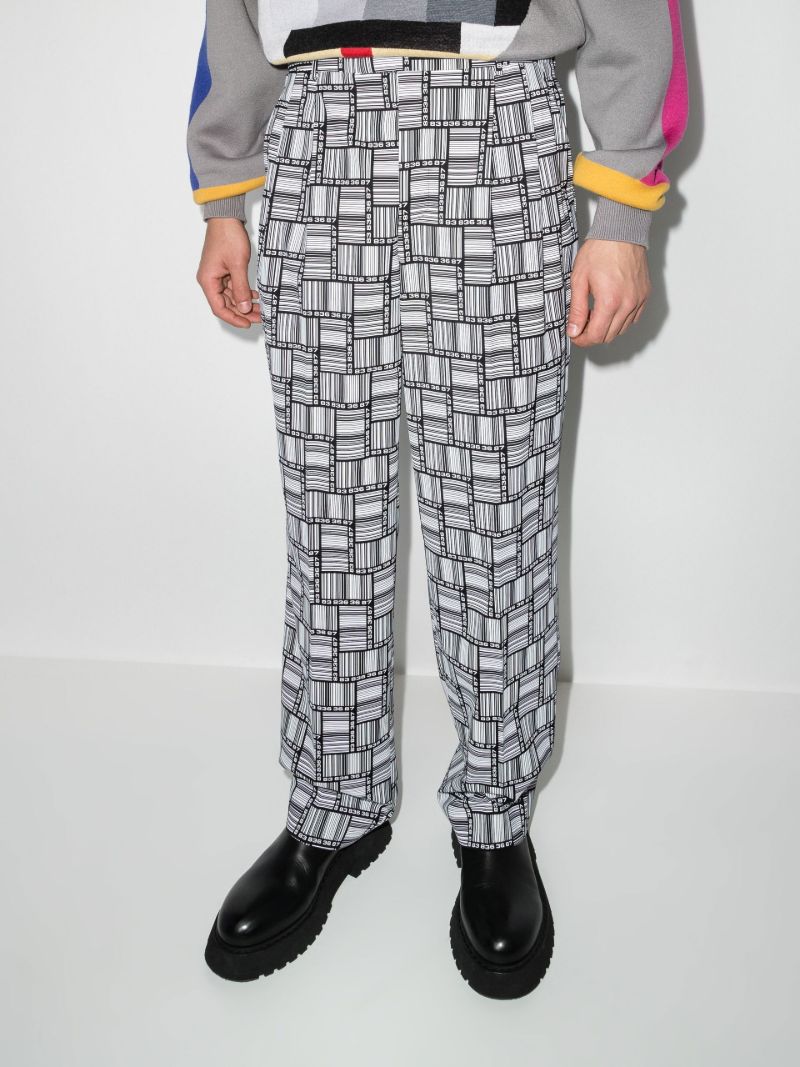 Barcode Printed Virgin Wool Trousers
