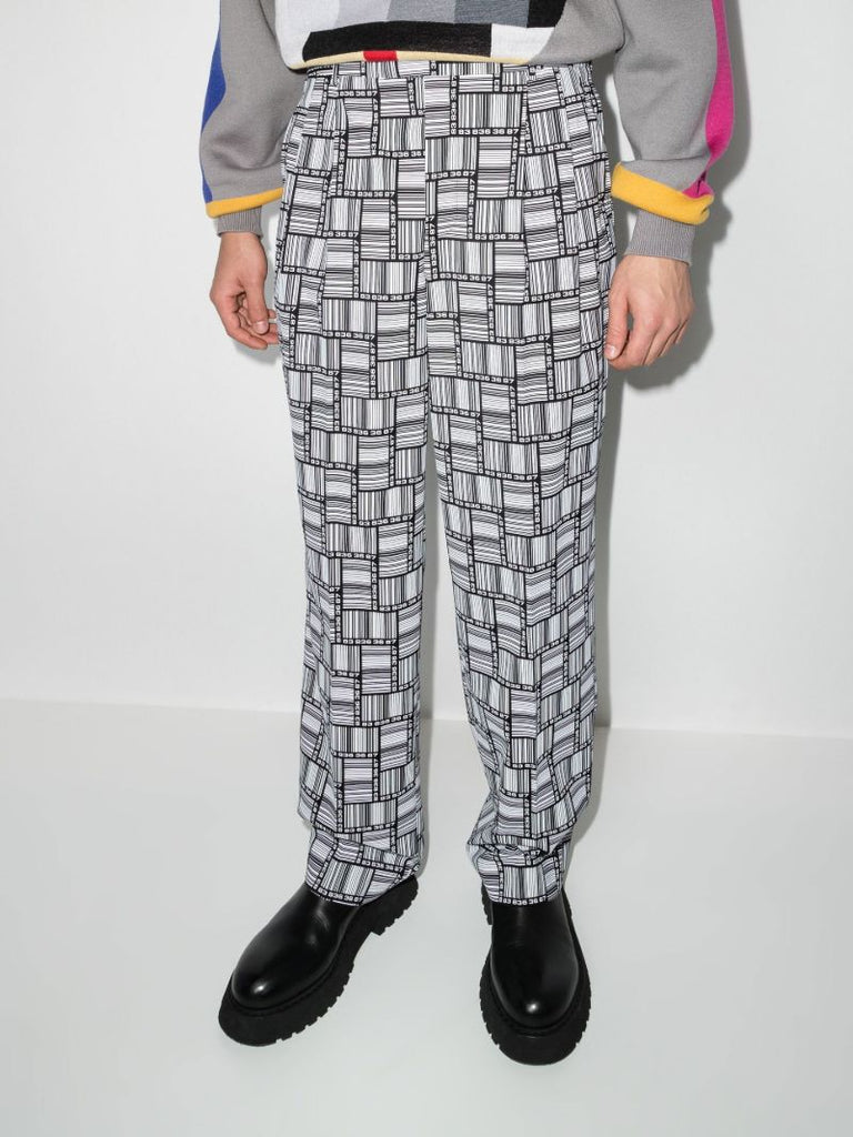 Barcode Printed Virgin Wool Trousers