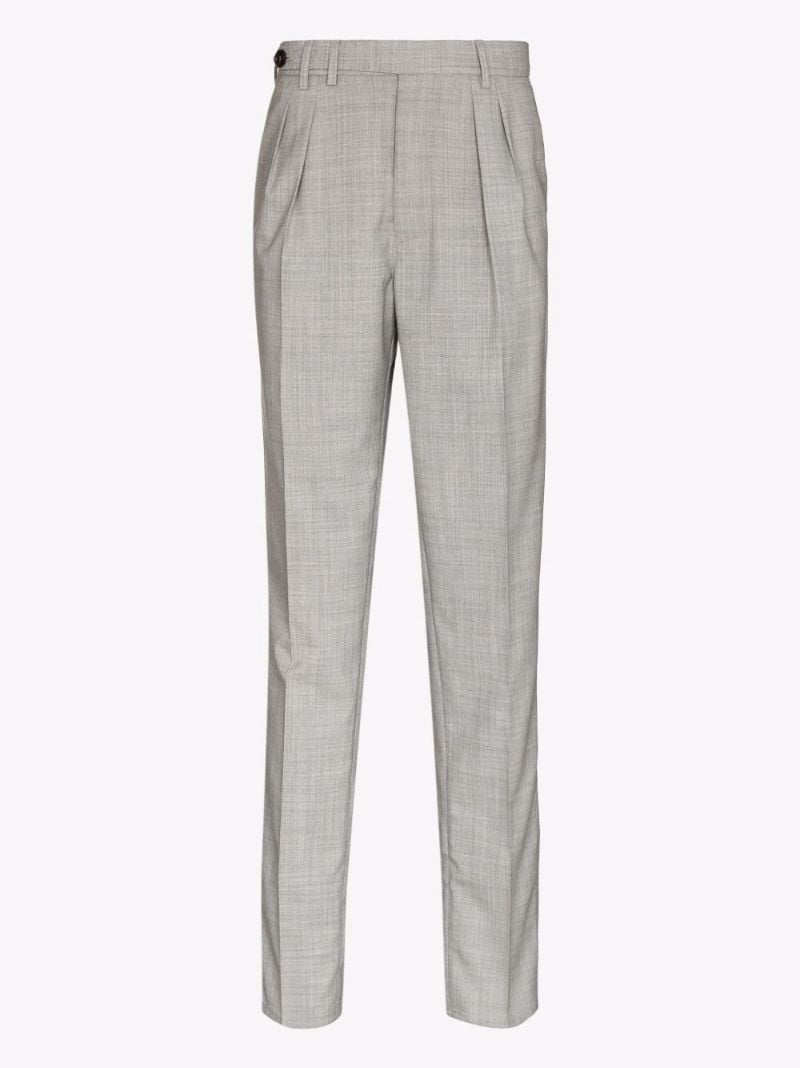 Check-pattern Darted Tailored Trousers