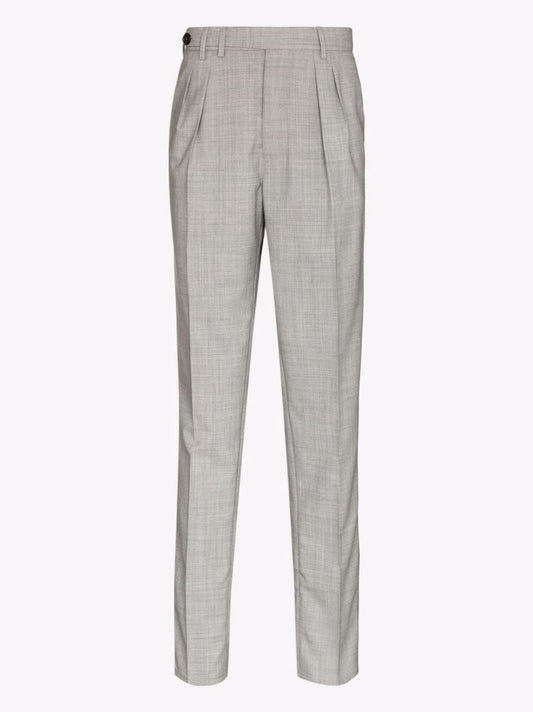Check-pattern Darted Tailored Trousers