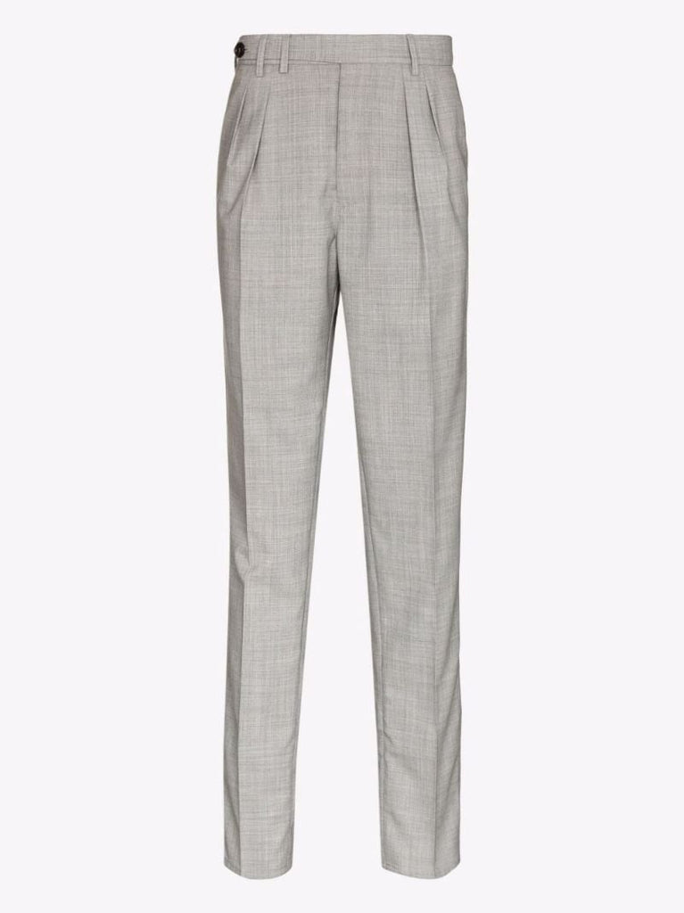 Check-pattern Darted Tailored Trousers