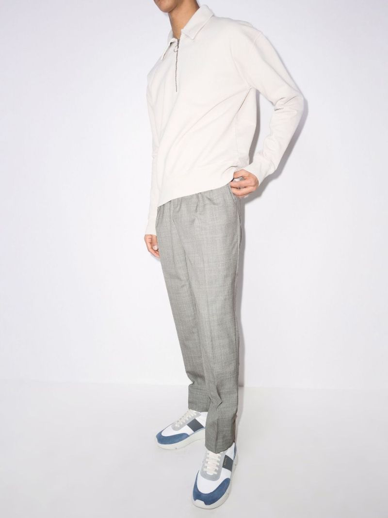 Check-pattern Darted Tailored Trousers