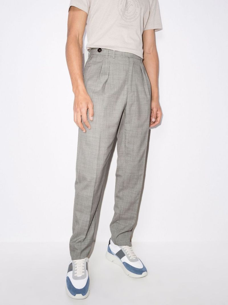 Check-pattern Darted Tailored Trousers