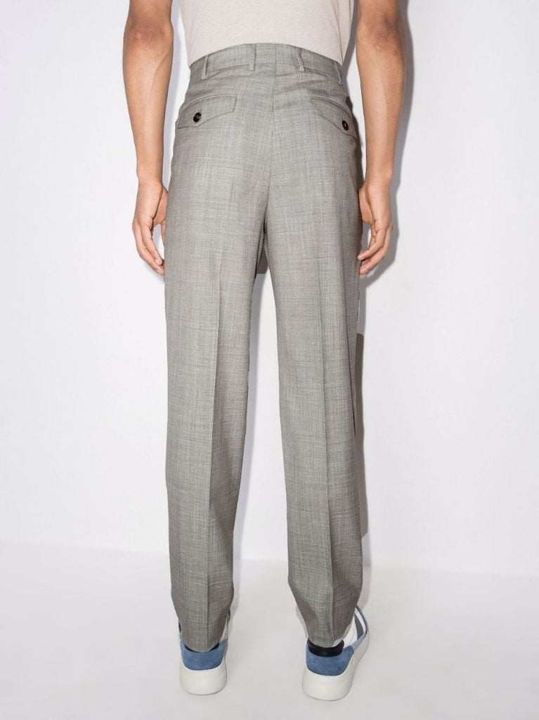 Check-pattern Darted Tailored Trousers