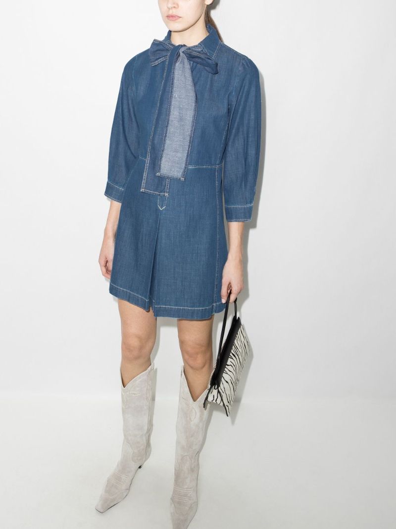 Bow Denim Mini Dress