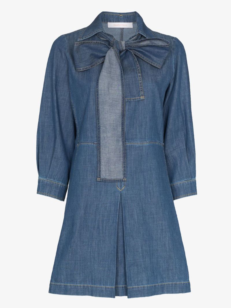 Bow Denim Mini Dress