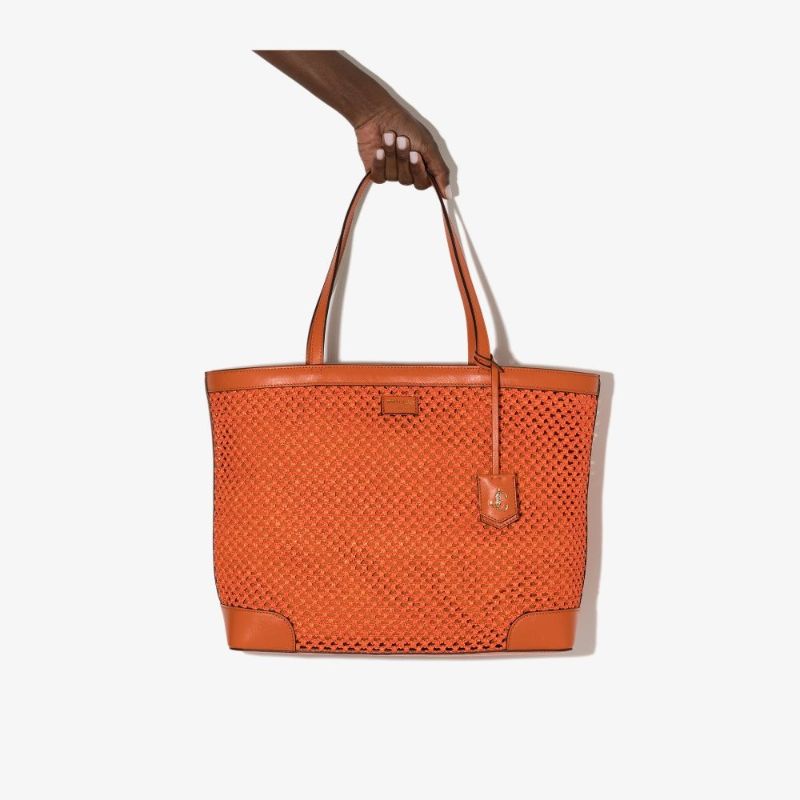 Orange Nine2five Raffia Tote Bag
