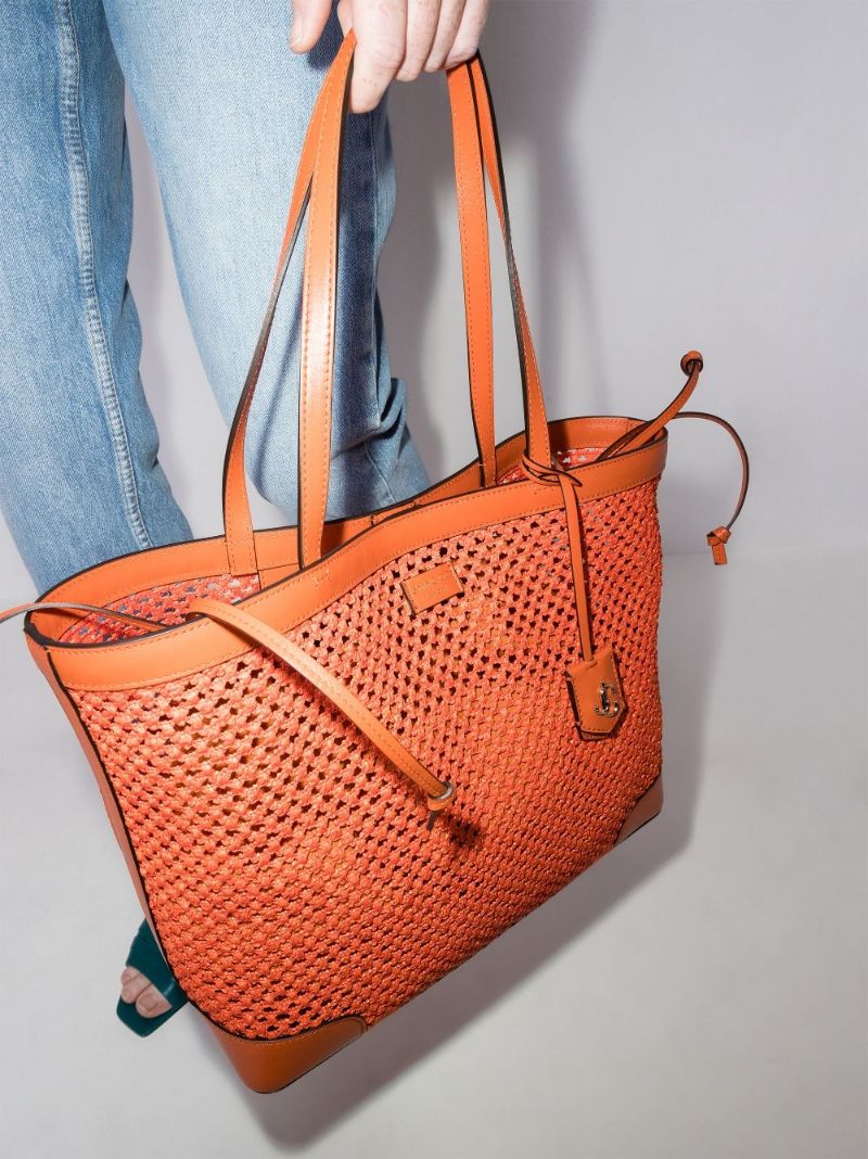 Orange Nine2five Raffia Tote Bag