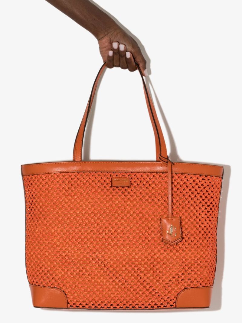 Orange Nine2five Raffia Tote Bag