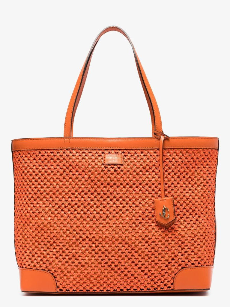 Orange Nine2five Raffia Tote Bag
