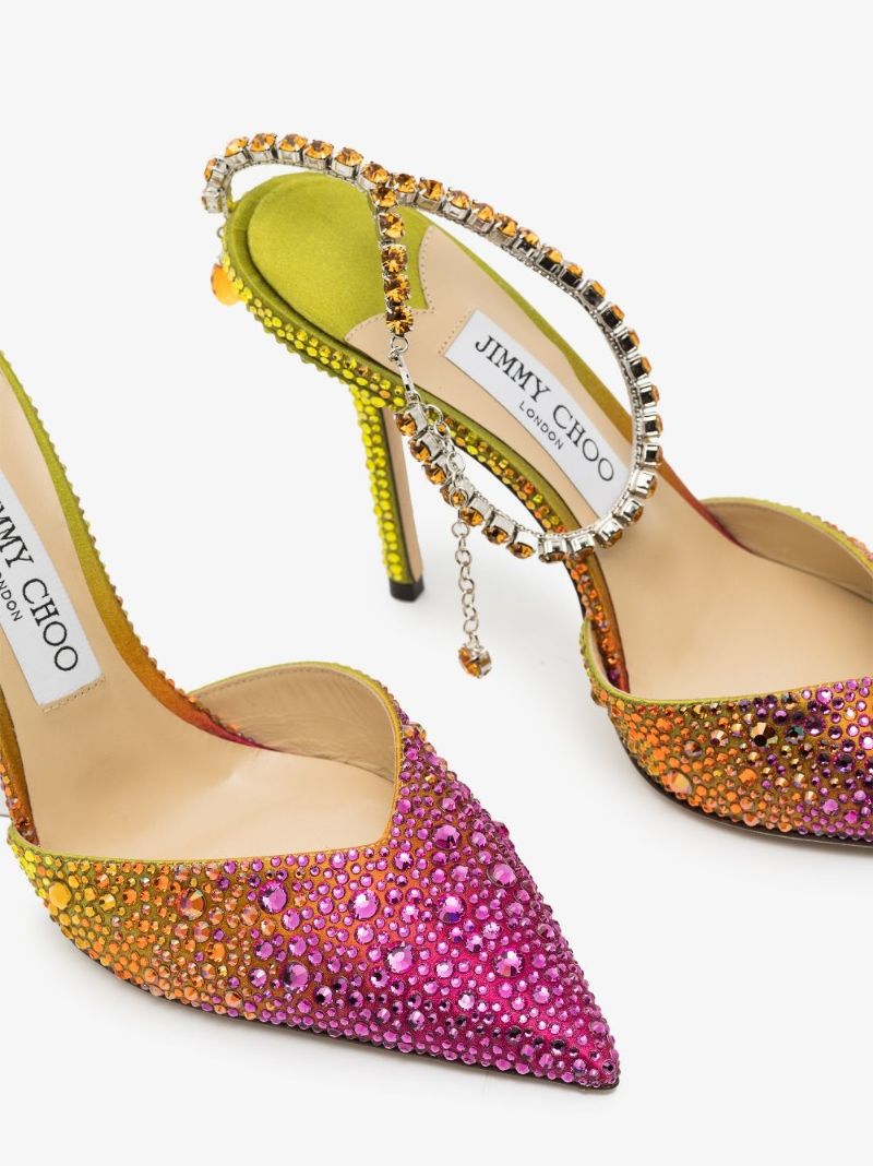 Multicoloured Saeda 100 Crystal Satin Pumps